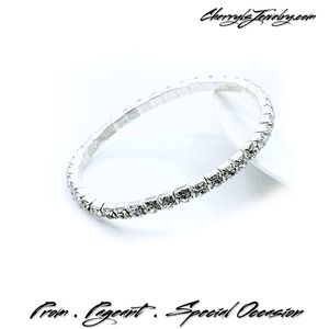 Cherryl's Jewelry - Simple One Row Stretch Rhinestone Bracelet Cherryl's Jewelry - Simple One Row Stretch Rhinestone Bracelet